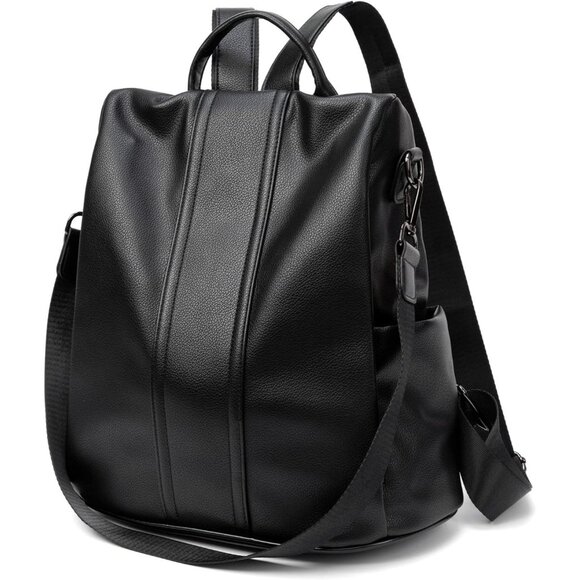 ? Women Black Waterproof Backpack Purse Nylon Anti-theft Rucksack Shoulder Bag